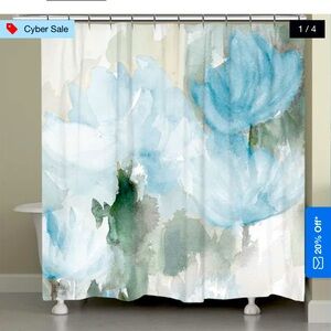 Laurel Home Frosted Blue Blooms Shower Curtain